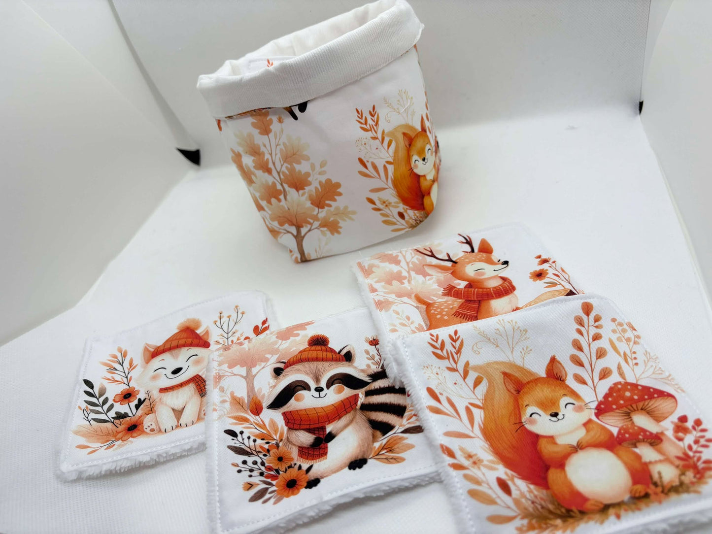Lingettes lavables ( 8 lingettes) bébés & panière zéro déchet