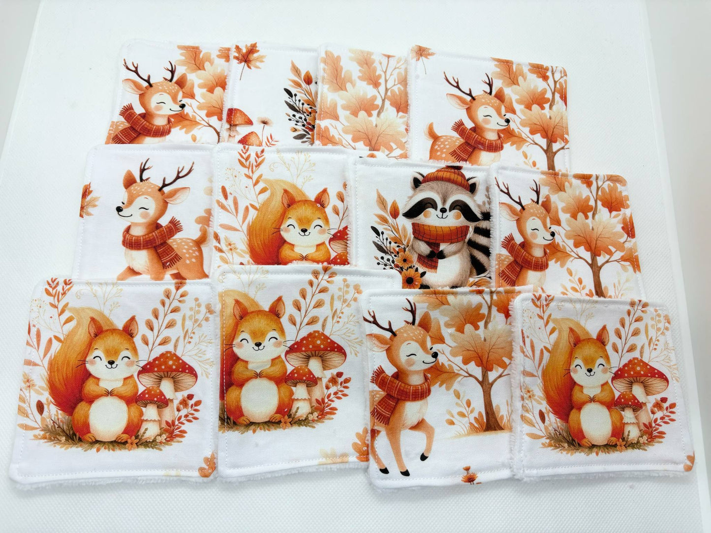 Lot de 12 lingettes lavables animaux
