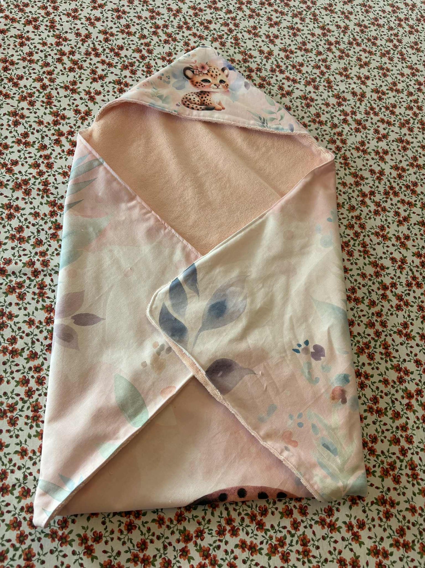 Cape de bain 'Petit Cocoon" - 0/18 mois - éponge bambou rose
