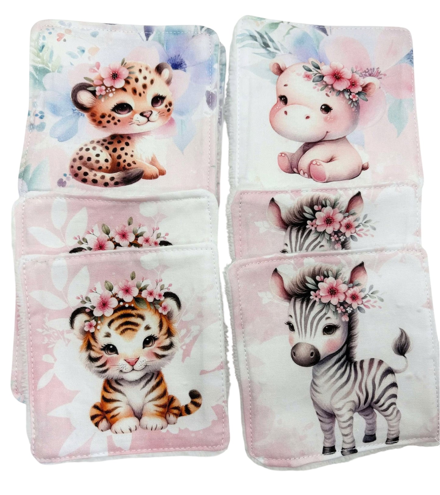 Lot de 4 lingettes bébé lavables "petit cocoon" éponge bambou blanche