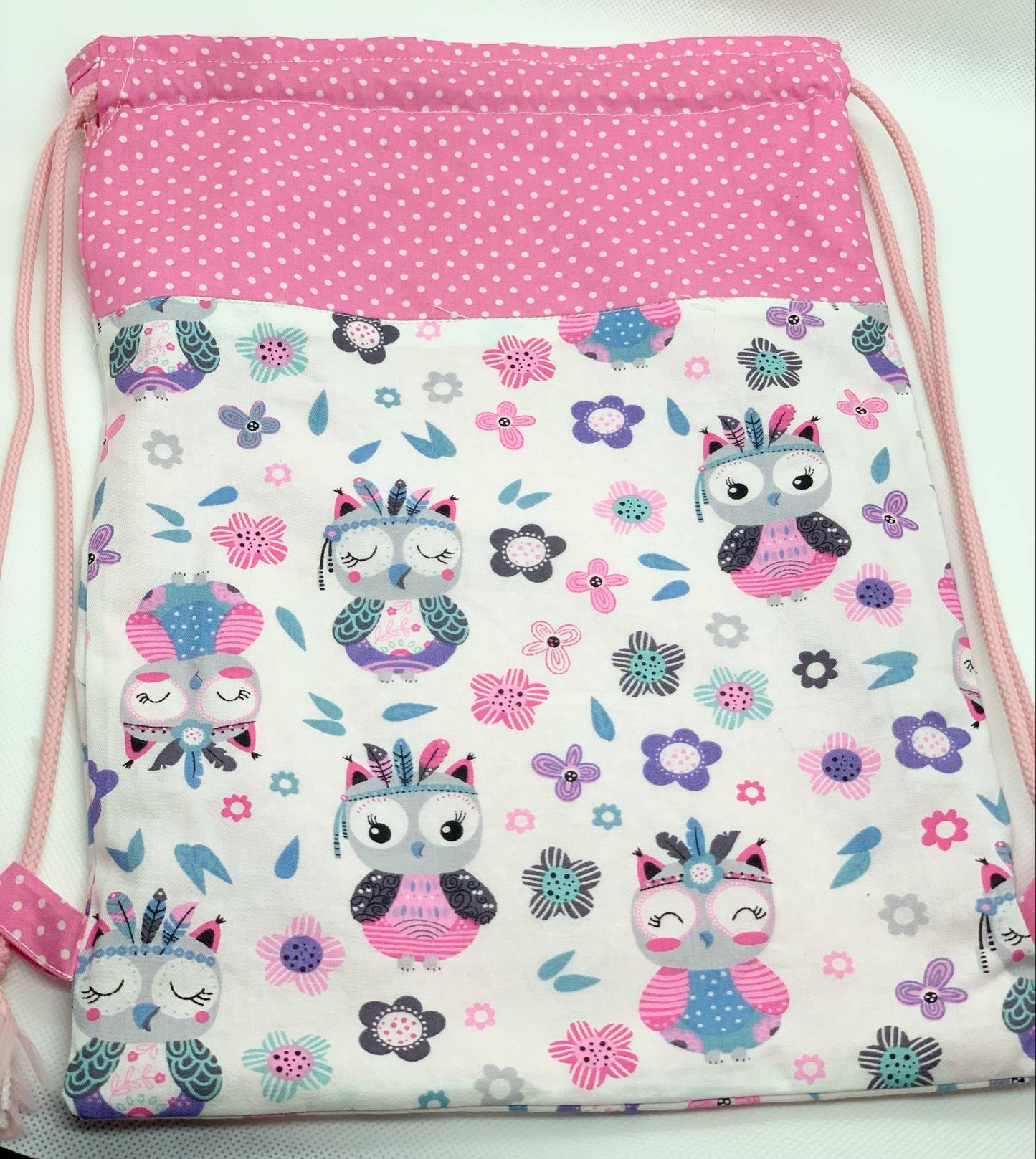 Pochon à cordon " Hibou câlin " Personnalisable - Le Petit Sac à Trésors