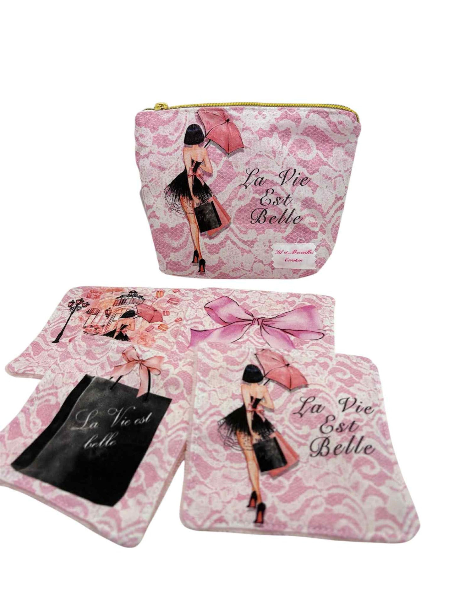Trousse multifonction + 4 lingettes " La vie est belle "