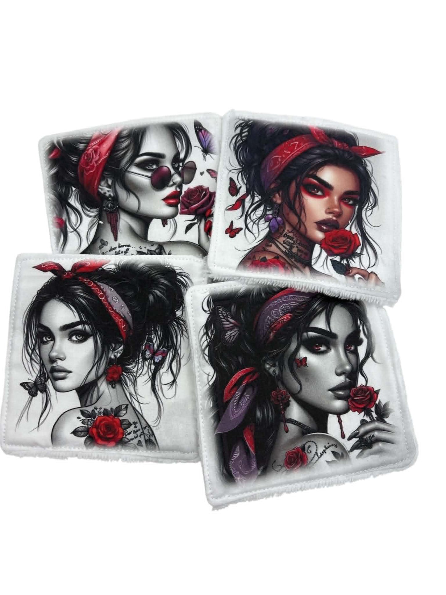 Lot de 4 lingettes lavables " Femme"