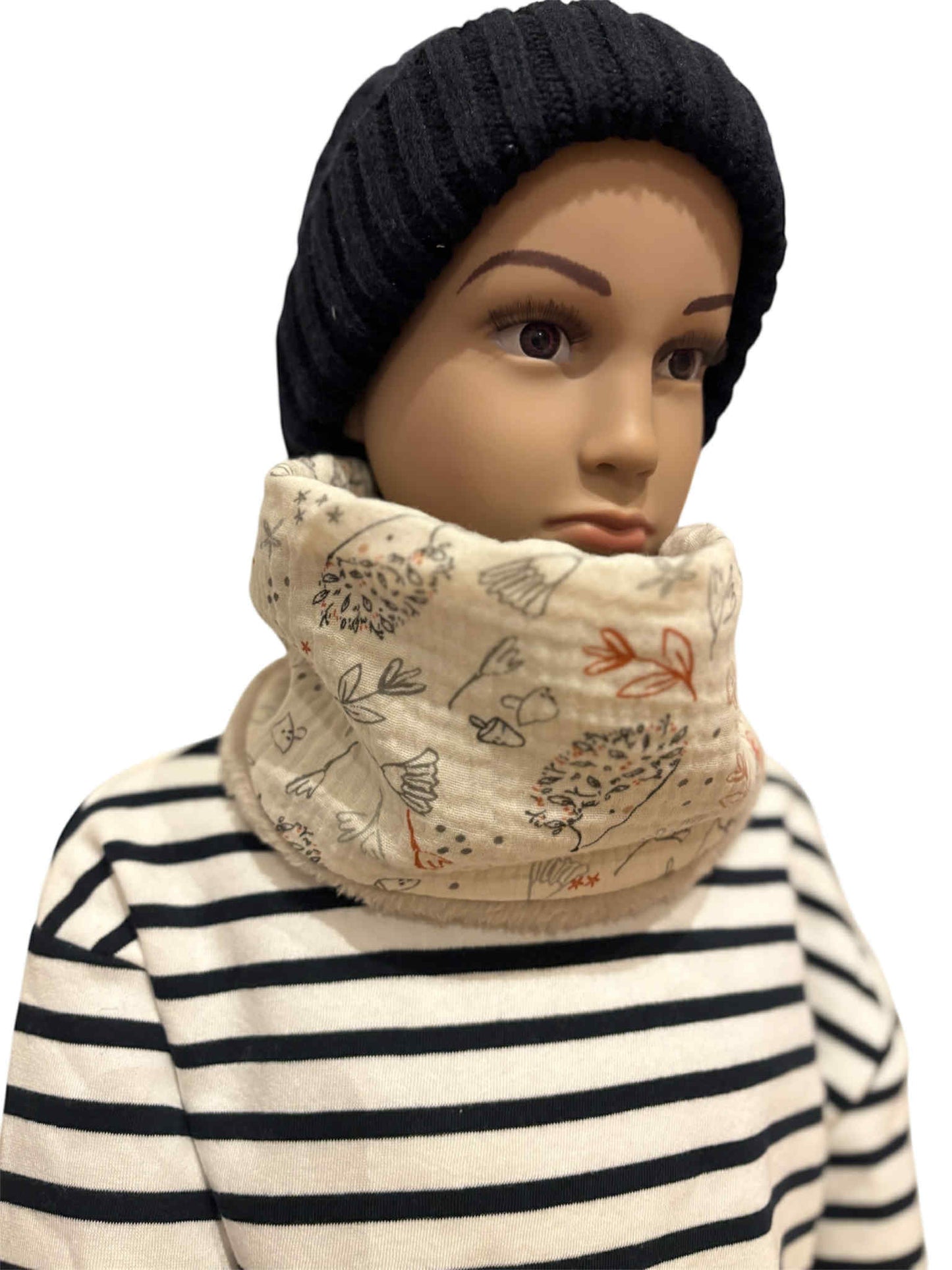 Snood bébé ( 0/2 ans ) "Hérisson d'hiver"