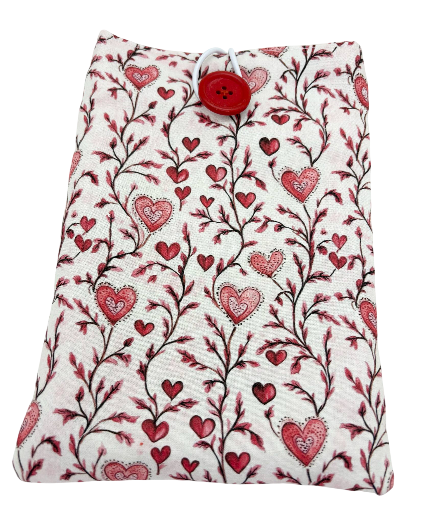 Pochette pour Livre ou Liseuse " Petits coeurs sauvages " - Spécial Fête des Mères - Modèle petit