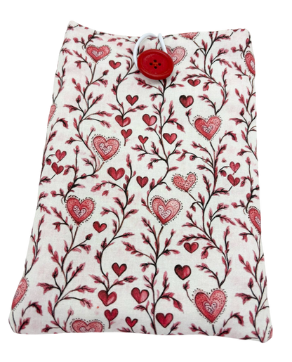 Pochette pour Livre ou Liseuse " Petits coeurs sauvages " - Spécial Fête des Mères - Modèle petit