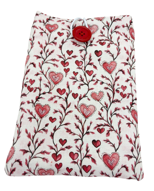 Pochette pour Livre ou Liseuse " Petits coeurs sauvages " - Spécial Fête des Mères - Modèle petit