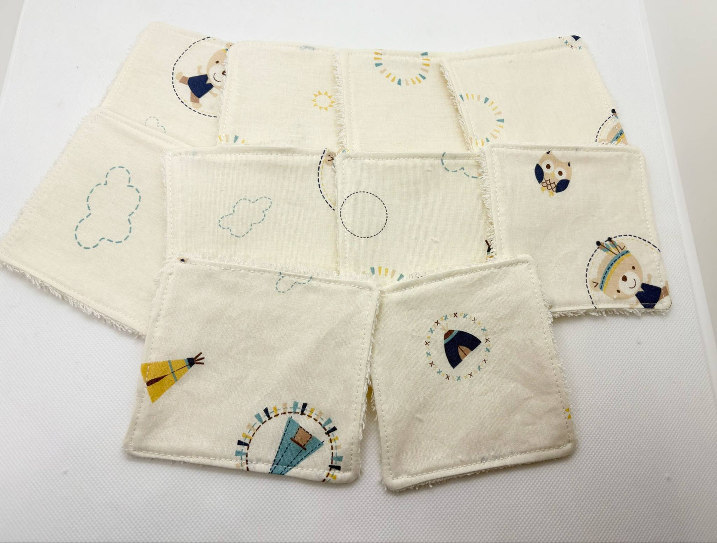 Lot de 10 lingettes lavables Ourson