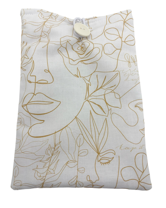 Pochette pour Livre ou Lisseuse " Visage d'Or" - Modèle petit
