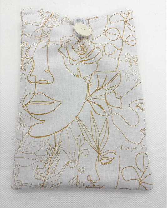 Pochette pour Livre ou Lisseuse " Visage d'Or" - Modèle Moyen