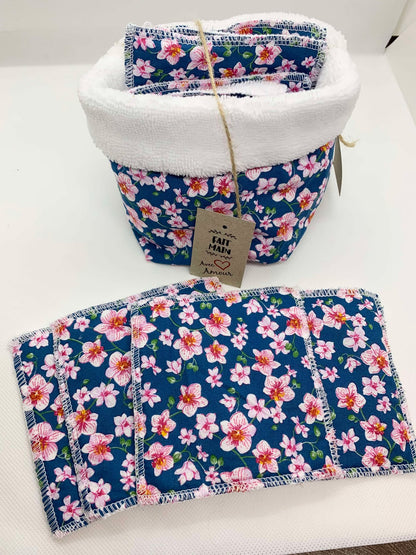 Lingettes lavables ( 12 lingettes)  & panière zéro déchet