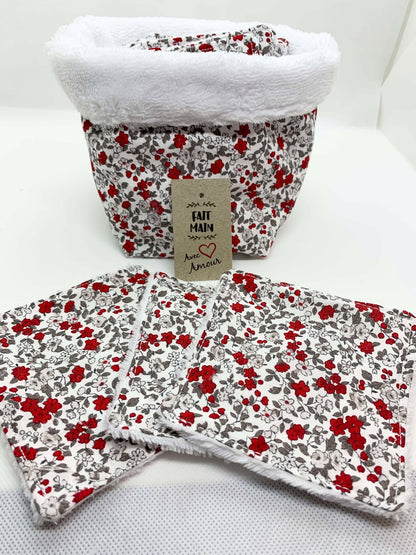 Lingettes lavables ( 10 lingettes)  & panière zéro déchet