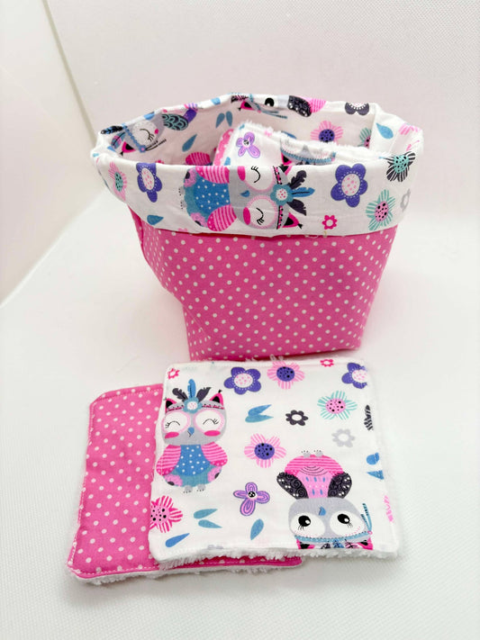 Lingettes lavables ( 8 lingettes) bébés & panière zéro déchet