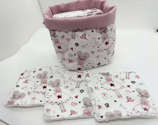 Lingettes lavables ( 8 lingettes) bébés & panière zéro déchet