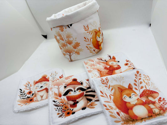 Lingettes lavables ( 8 lingettes) bébés & panière zéro déchet
