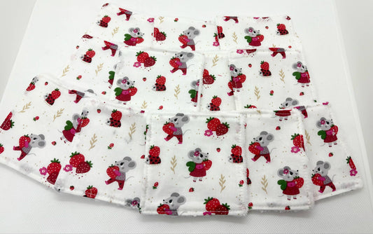 Lot de 12 lingettes lavables petites souris
