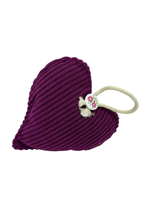 Coeur enchanté velours aubergine " Coeur Précieux"