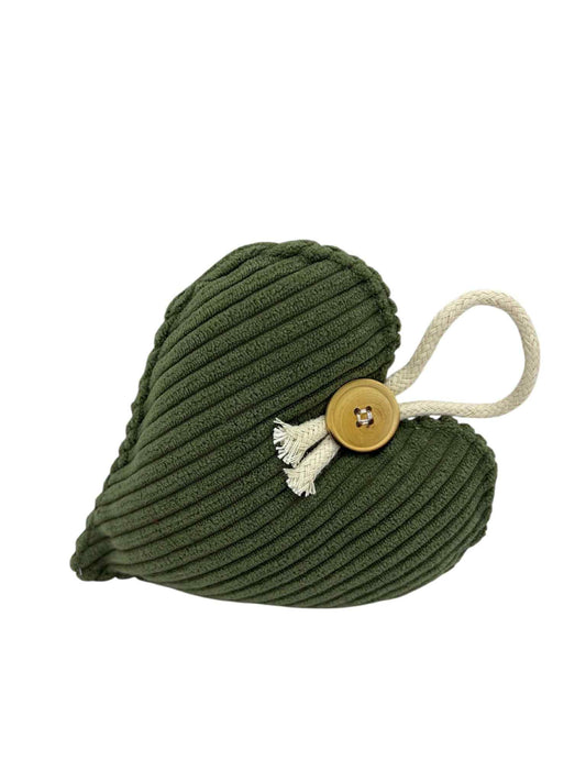 Coeur enchanté velours kaki " Coeur Authentique "