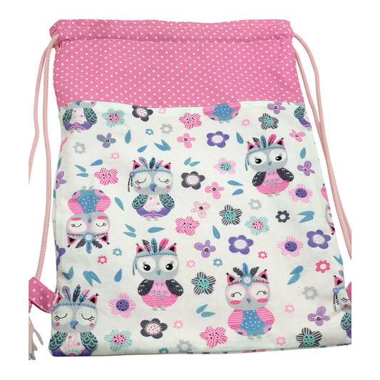 Pochon à cordon " Hibou câlin " Personnalisable - Le Petit Sac à Trésors