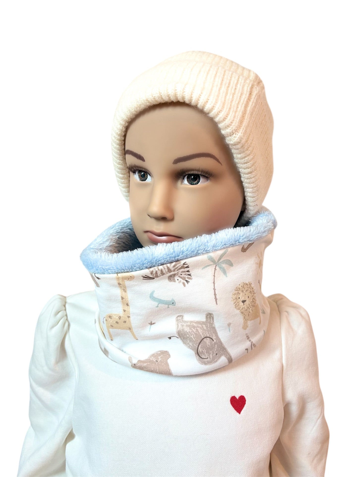 Snood 18mois/ 36 mois " animaux sauvage" bleu