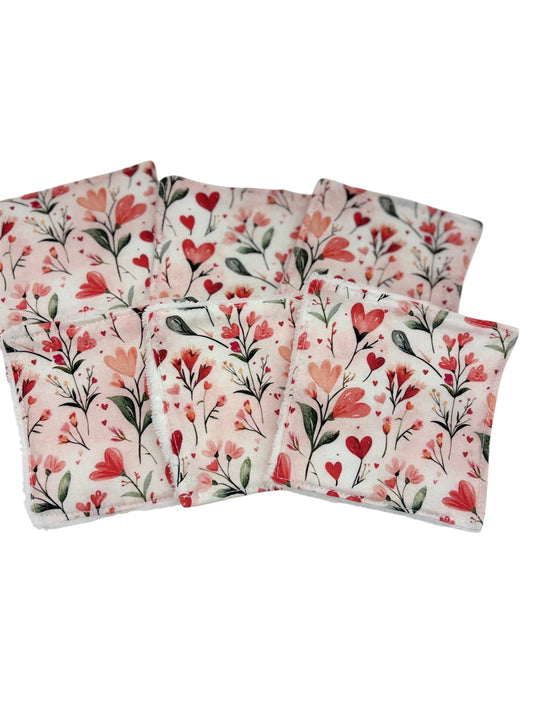 Lot de 5 lingettes lavables " Cœur  "