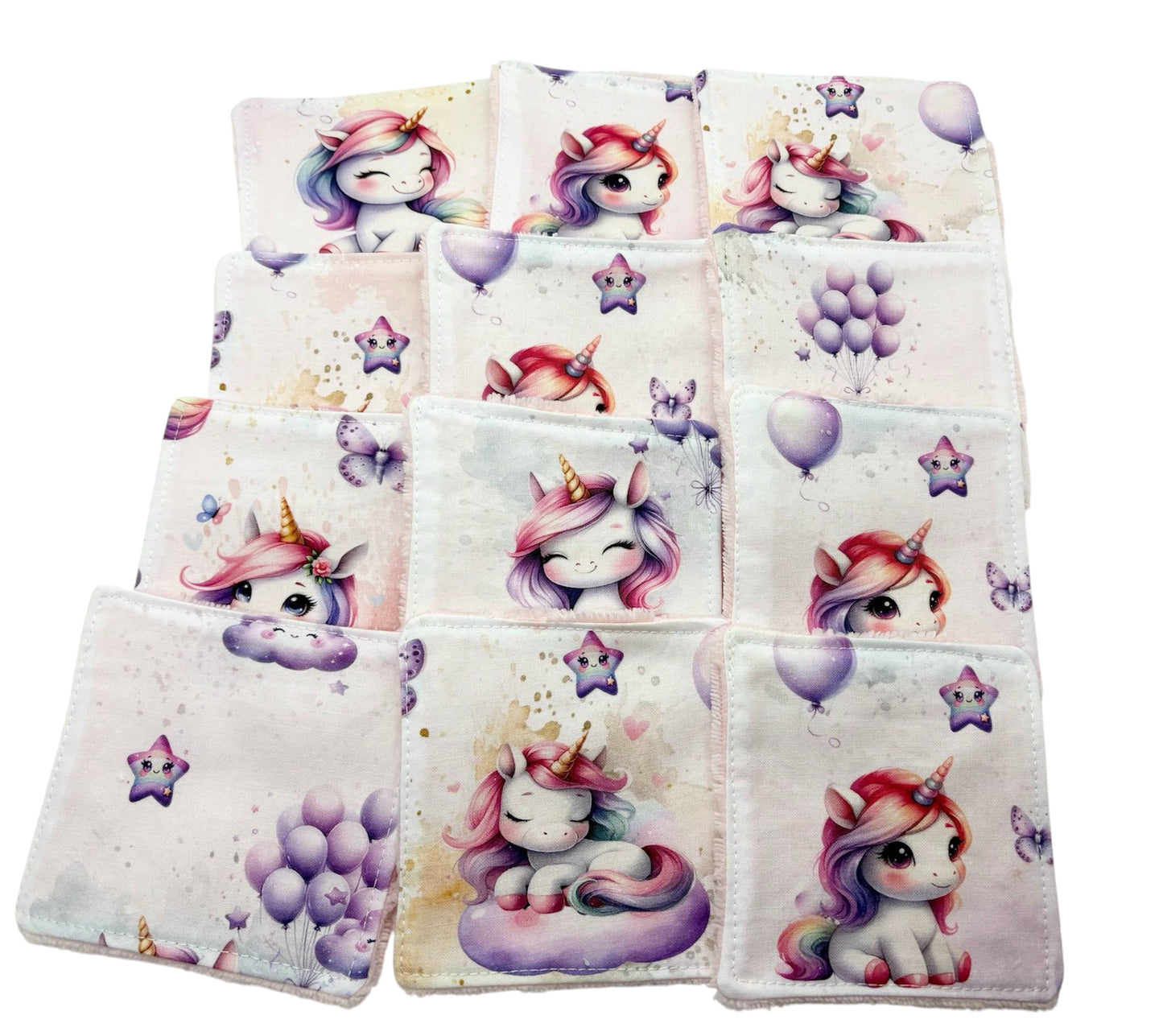 Lot de 5 lingettes lavables Licornes