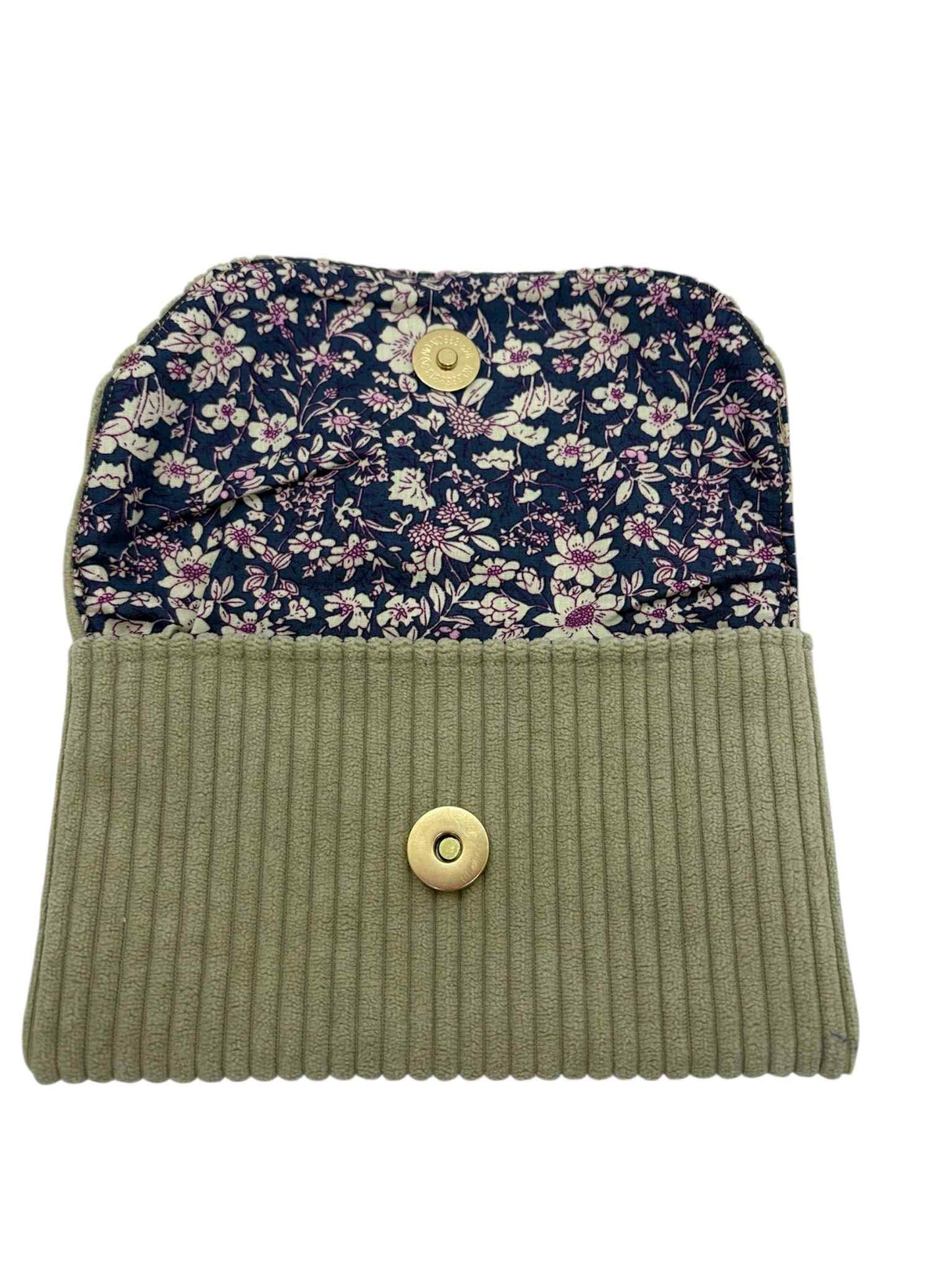 Pochette multifonction velours beige  " Floréa"