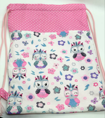 Pochon à cordon " Hibou câlin " Personnalisable - Le Petit Sac à Trésors