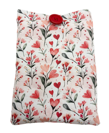 Pochette pour Livre ou Liseuse " Fleur de Coeur" - Spécial Fête dès Mères - Modèle petit