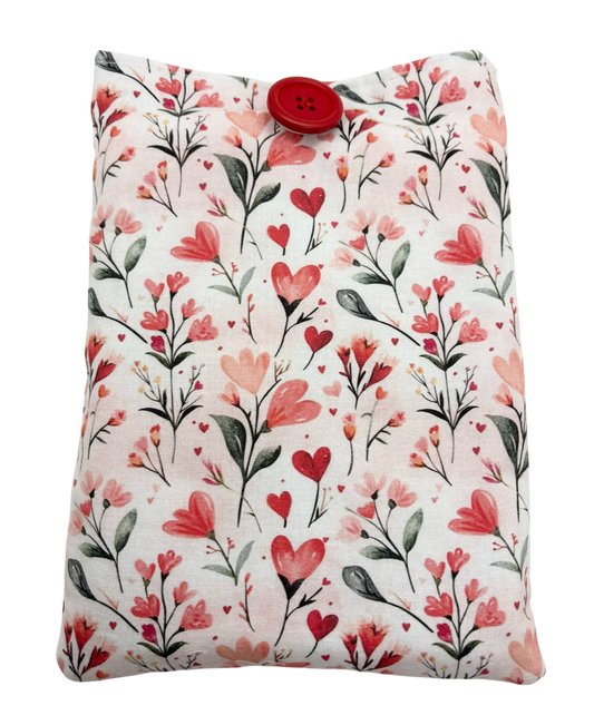 Pochette pour Livre ou Liseuse " Fleur de Coeur" - Spécial Fête dès Mères - Modèle petit