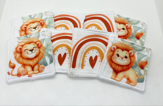 Lot de 8 lingettes lavables animaux