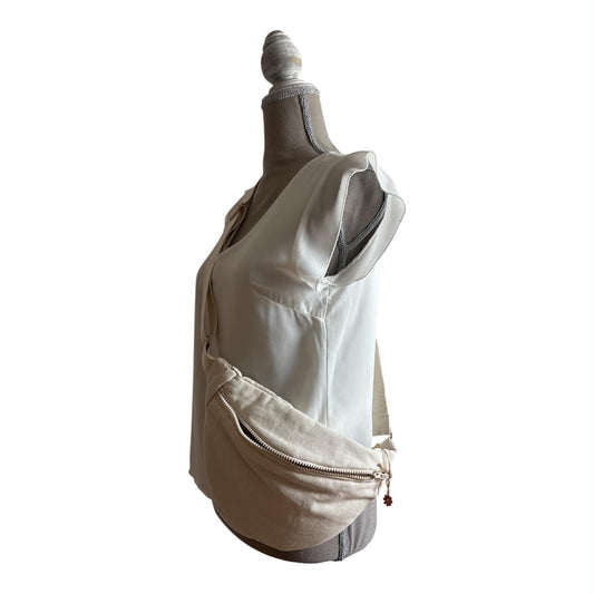 Sac Banane Femme " Floraison secrète " - écru - grand modèle