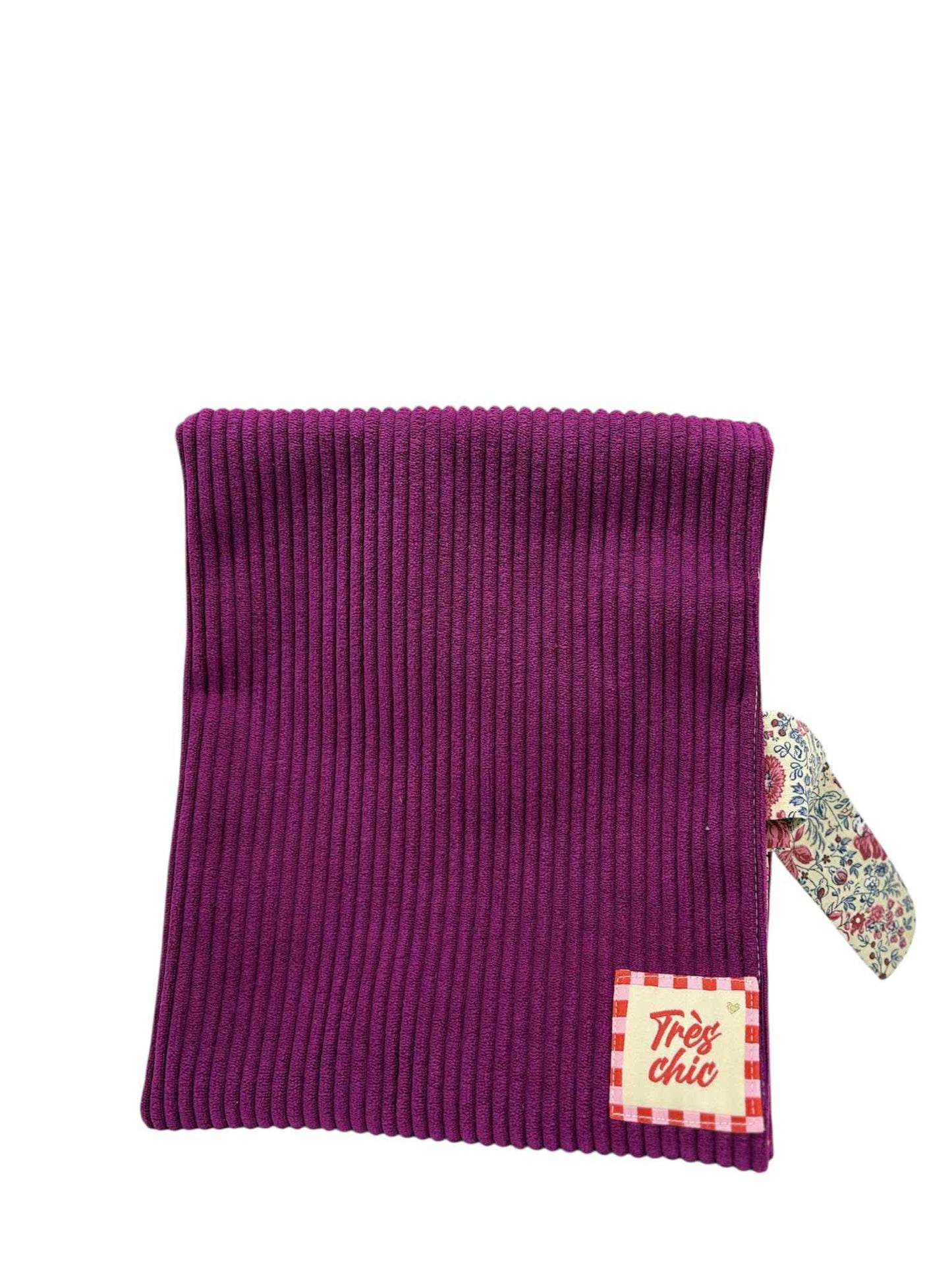 Pochette livre velours aubergine - modèle moyen