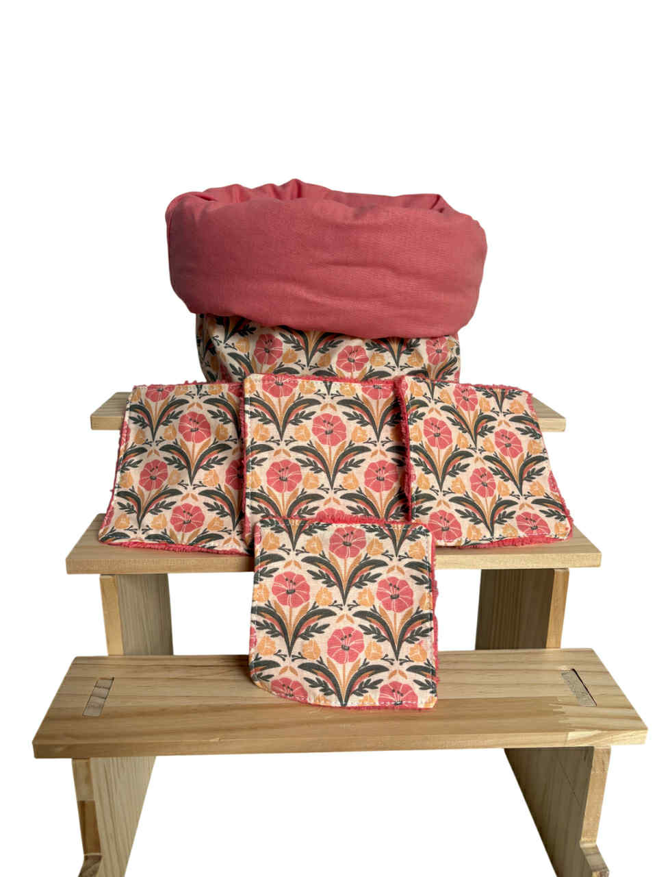 Trousse de Toilette/ Panière " Pivoine Nomade" + 4 lingettes