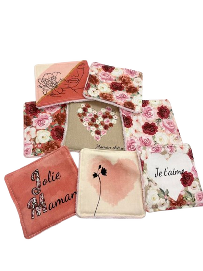 Lot de 8 lingettes lavables - Collection spécial maman
