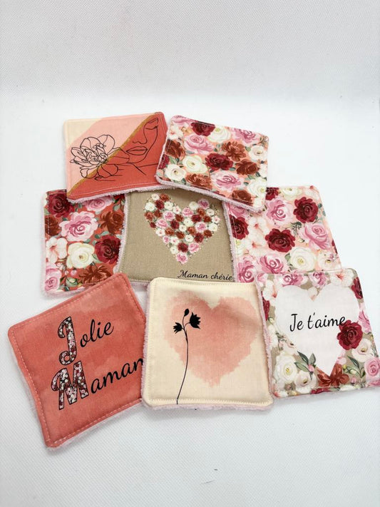 Lot de 8 lingettes lavables - Collection spécial maman