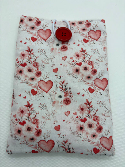 Pochette pour Livre ou Liseuse "A coeur " - Spécial Fête des Mères - Modèle Moyen