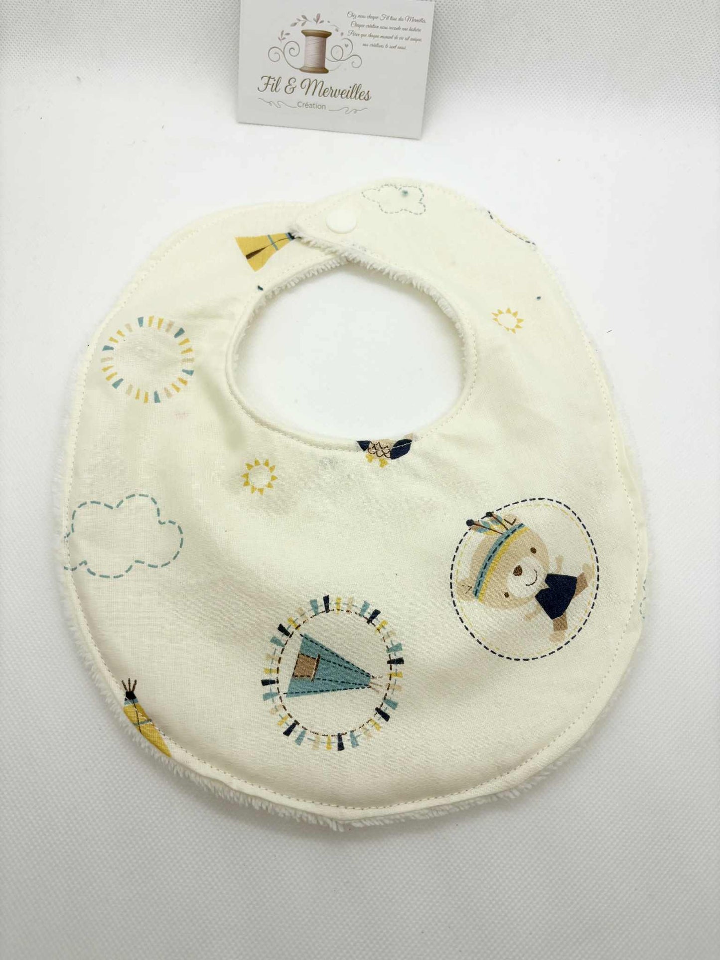 Lot de 2 bavoirs ourson éponge de bambou blanche 0/18 mois