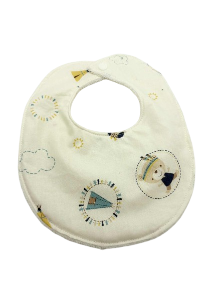Bavoirs ourson éponge de bambou blanche 0/18 mois