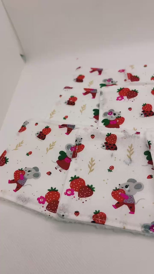 Lot de 12 lingettes lavables petites souris
