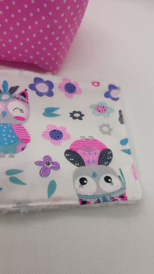 Lingettes lavables ( 8 lingettes) bébés & panière zéro déchet