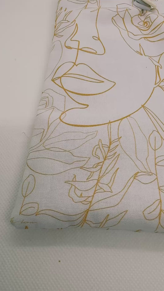 Pochette pour Livre ou Lisseuse " Visage d'Or" - Modèle Moyen
