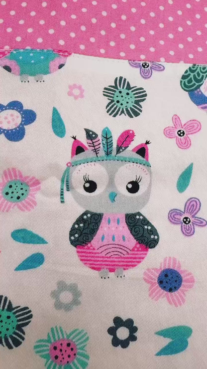 Pochon à cordon " Hibou câlin " Personnalisable - Le Petit Sac à Trésors