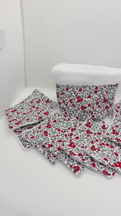 Lingettes lavables ( 10 lingettes)  & panière zéro déchet