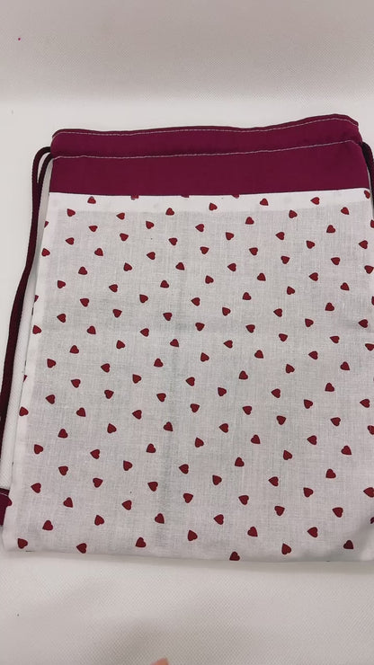 Pochon à cordon " Coeur en fête " Personnalisable - Le Petit Sac à Trésors