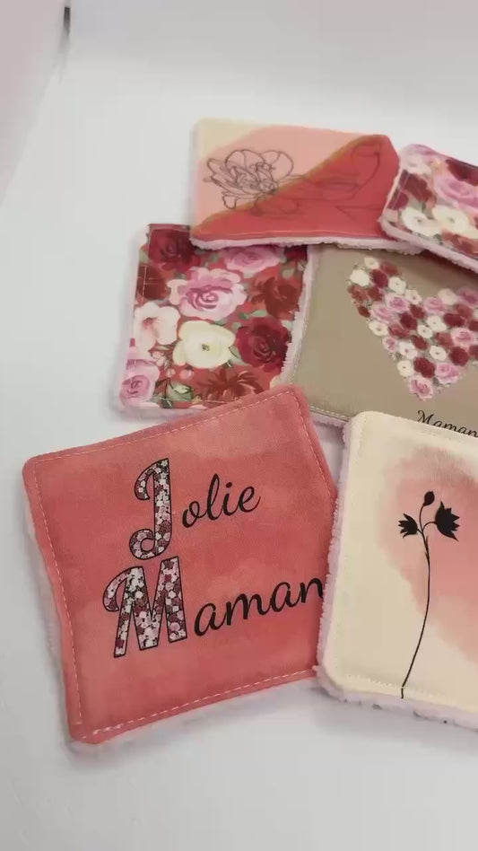 Lot de 8 lingettes lavables - Collection spécial maman