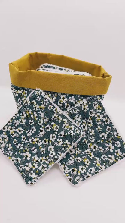 Lingettes lavables ( 10 lingettes)  & panière zéro déchet