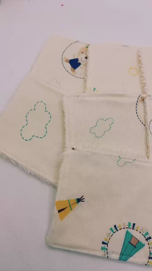 Lot de 10 lingettes lavables Ourson