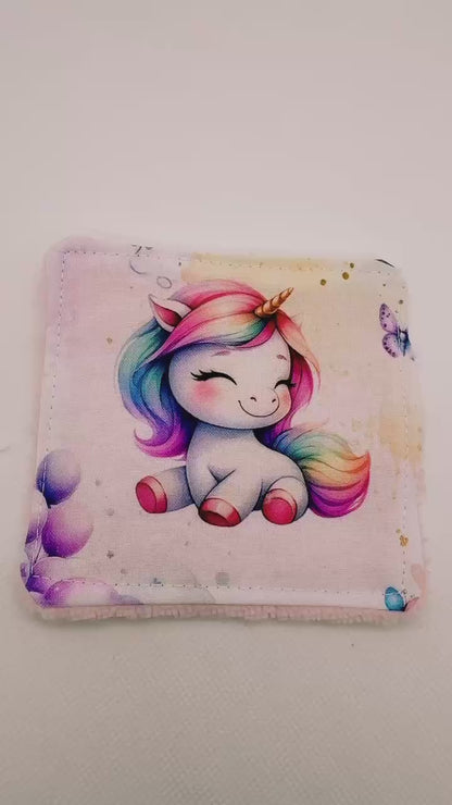 Lot de 12 lingettes lavables Licornes