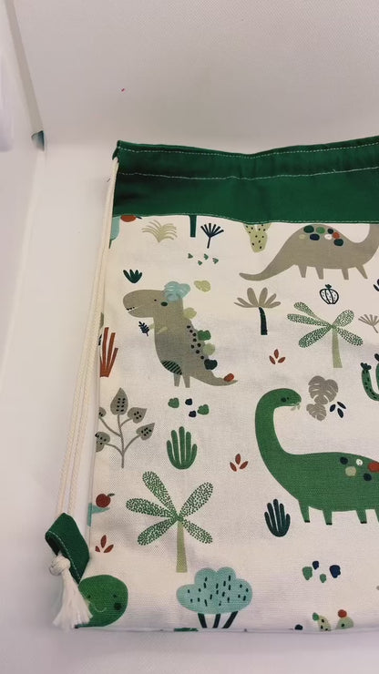 Pochon à cordon " L'île des Dinos" Personnalisable   - Le Petit Sac à Trésors